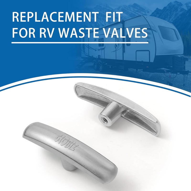 GLOBIZ RV Waste Water Valve Handles Replacement Fit for 1 1/2"，2” and 3" Sewer Dump Valve Compatible with Most Brands Valve Metal Molded(2Pack) Silver(8009) - Image 3